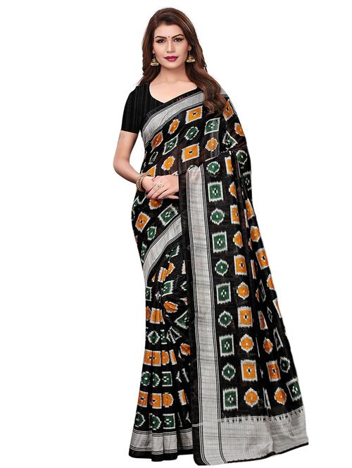 contrast border geometric printed saree with blouse - 15768323 - Very Small Image - 1