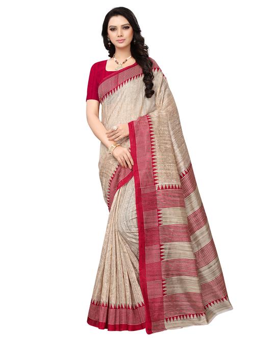 contrast border solid saree with blouse - 15768333 - Very Small Image - 1
