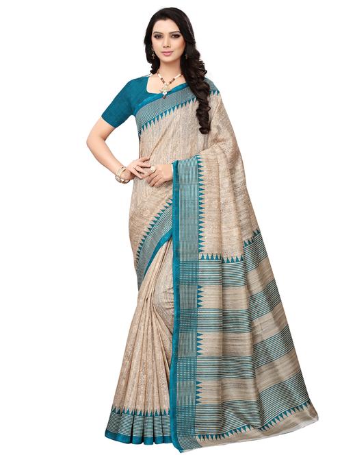 contrast border solid saree with blouse - 15768335 - Very Small Image - 1