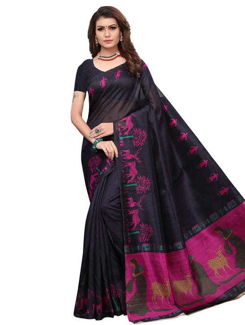 conversational printed saree with blouse - 15768339 - Very Small Image - 1