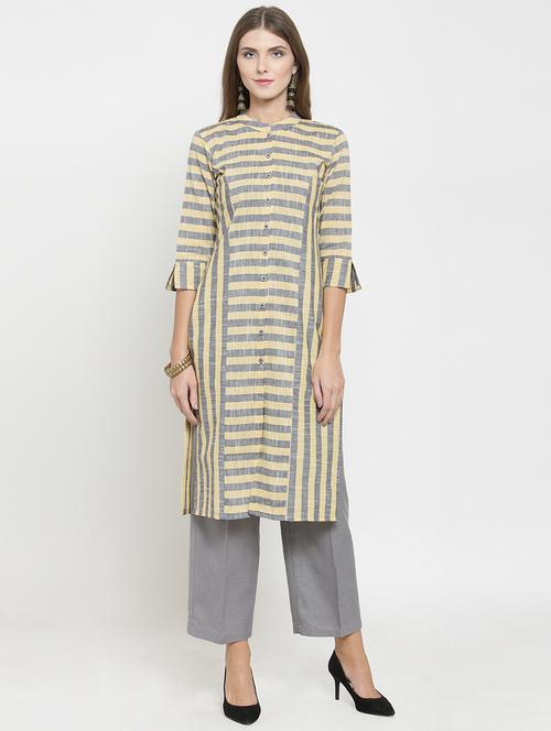 stripes straight kurta - 15769183 - Very Small Image - 1