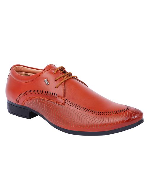 tan leatherette lace-up derbys - 15769707 - Very Small Image - 1