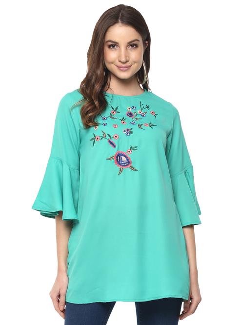 embroidered bell sleeved tunic - 15770316 - Very Small Image - 1