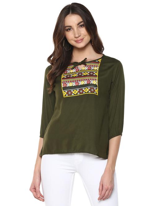 tie up detail geometric print top - 15770343 - Very Small Image - 1