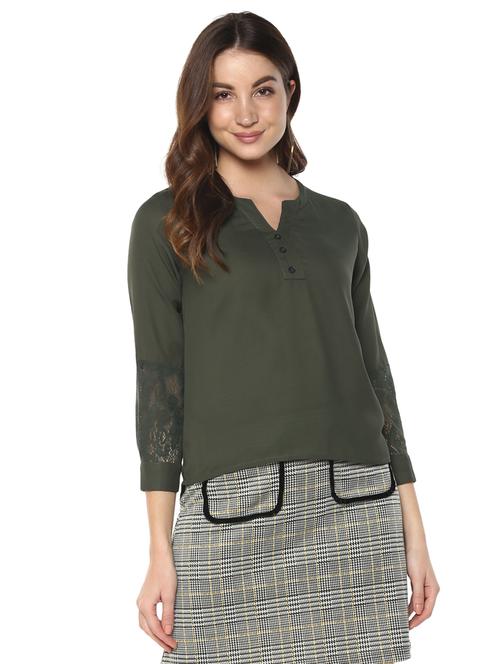 lace paneled asymmetric top - 15770354 - Very Small Image - 1
