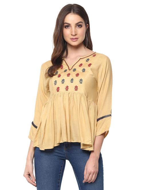 embroidered gathered top - 15770372 - Very Small Image - 1