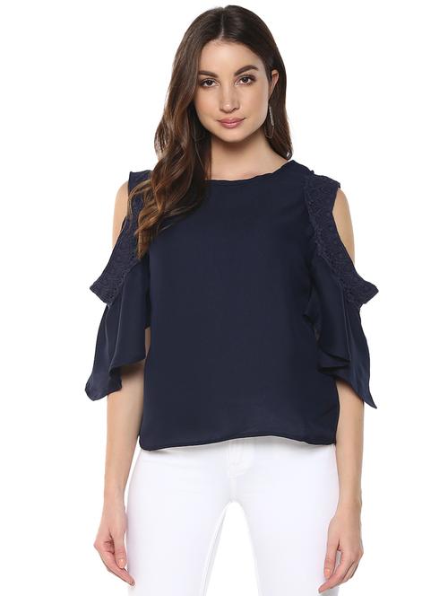 lace detail cold shoulder top - 15770389 - Very Small Image - 1