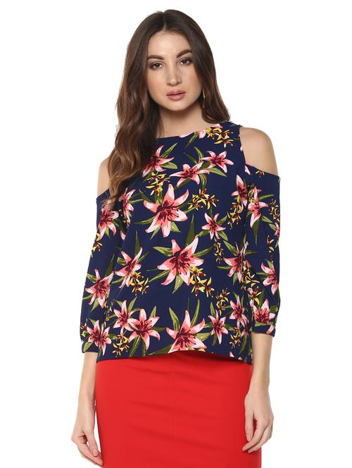 cold shoulder floral top - 15770402 - Very Small Image - 1