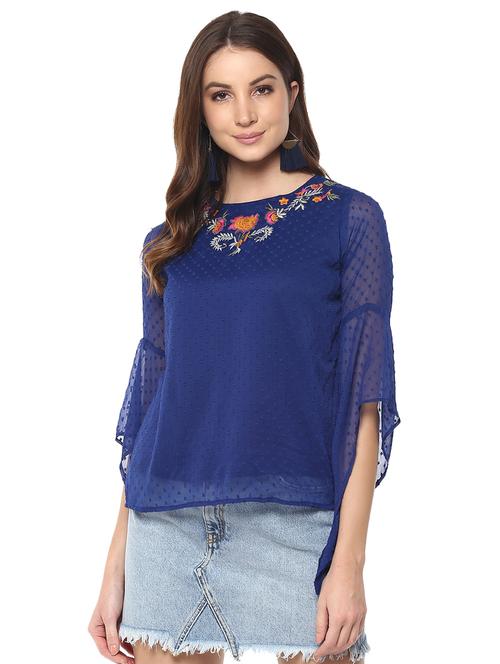embroidered dobby top - 15770430 - Very Small Image - 1
