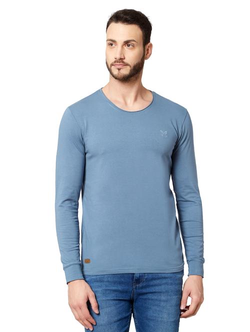 solid blue round neck t-shirt - 15770481 - Very Small Image - 1