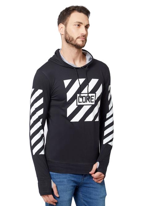 black thumb hole hooded t-shirt - 15770485 - Very Small Image - 1