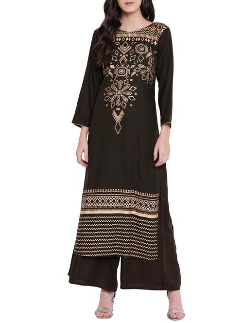 foil printed kurta with palazzo set - 15770833 - Very Small Image - 1