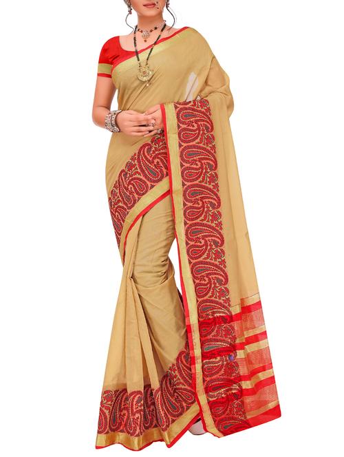 paisley motif bordered saree - 15771062 - Very Small Image - 1