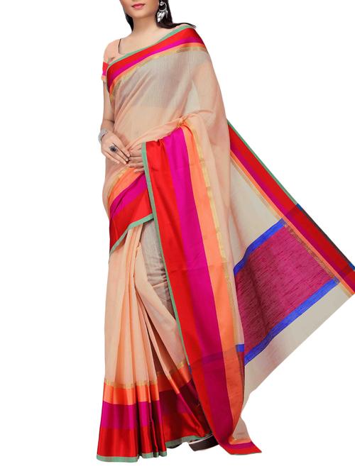 contrast border silk saree - 15771113 - Very Small Image - 1
