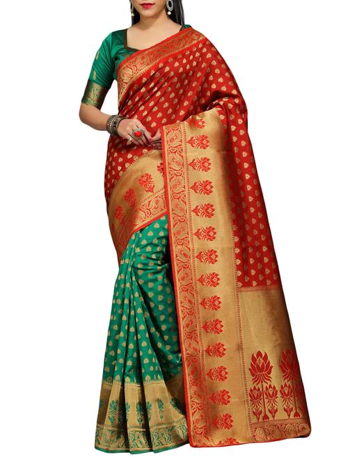 half and half paisley motif self design saree - 15771145 - Very Small Image - 1