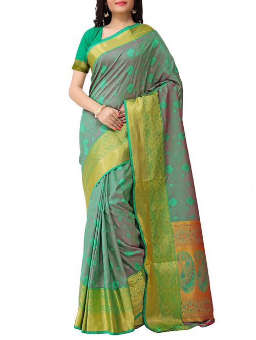 ethnic motif self design saree - 15771154 - Very Small Image - 1