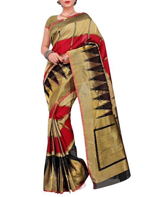 checkered self design saree - 15771217 - Very Small Image - 1