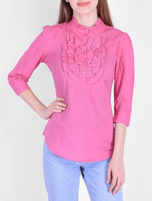 frilled neck detail top - 15771335 - Very Small Image - 1