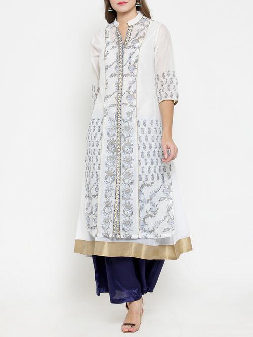 chanderi printed kurta palazzo set - 15771781 - Very Small Image - 1