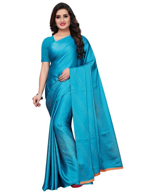 dotted printed saree with blouse - 15771904 - Very Small Image - 1