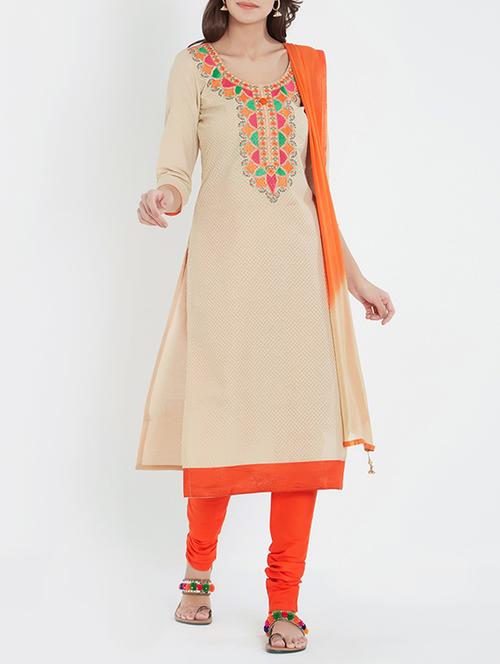 embroidered unstitched churidaar suit - 15771937 - Very Small Image - 1