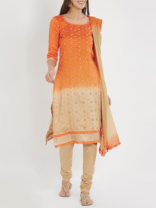 embellished unstitched churidaar suit - 15771943 - Very Small Image - 1