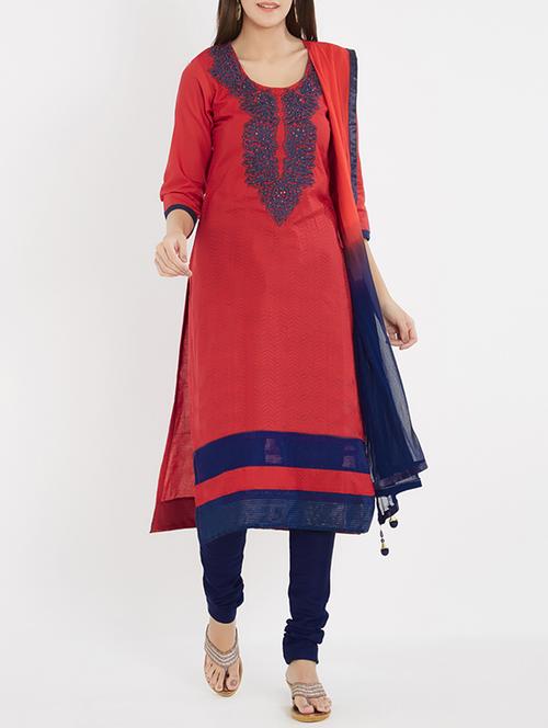 embroidered unstitched churidaar suit - 15771948 - Very Small Image - 1