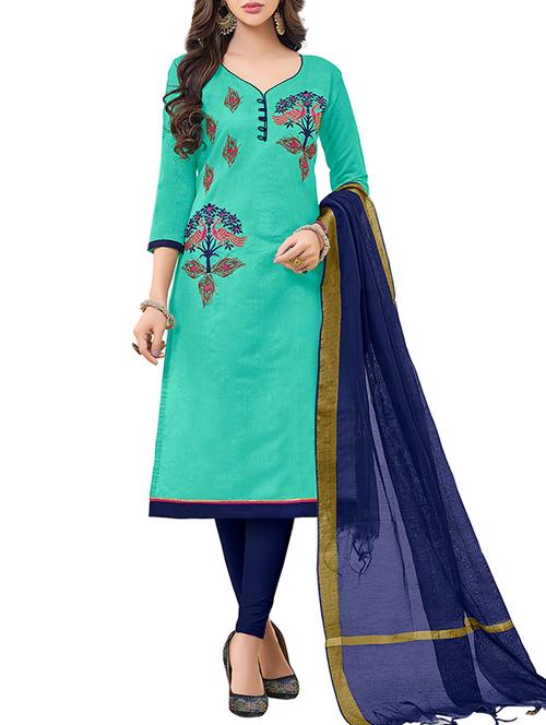 embroidered unstitched churidaar suit - 15771961 - Very Small Image - 1