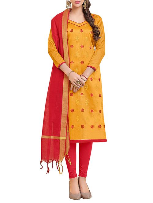 embroidered unstitched churidaar suit - 15771967 - Very Small Image - 1