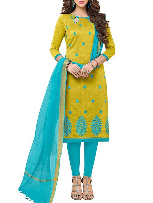 embroidered unstitched churidaar suit - 15771968 - Very Small Image - 1