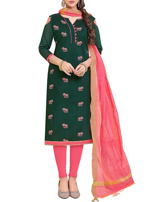 embroidered unstitched churidaar suit - 15771969 - Very Small Image - 1
