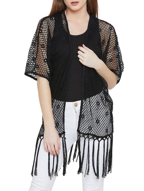 fringed hem mesh shrug - 15772173 - Very Small Image - 1