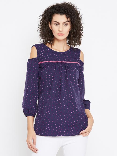 lace insert star print top - 15772187 - Very Small Image - 1