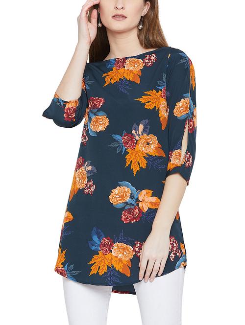 curved hem floral tunic - 15772195 - Very Small Image - 1
