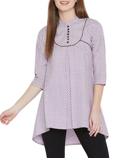 piping detail polka dots high low tunic - 15772206 - Very Small Image - 1
