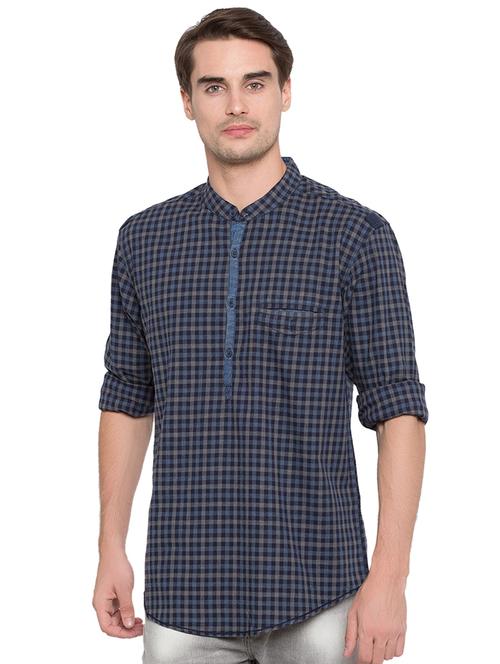 blue cotton short kurta - 15772579 - Very Small Image - 1