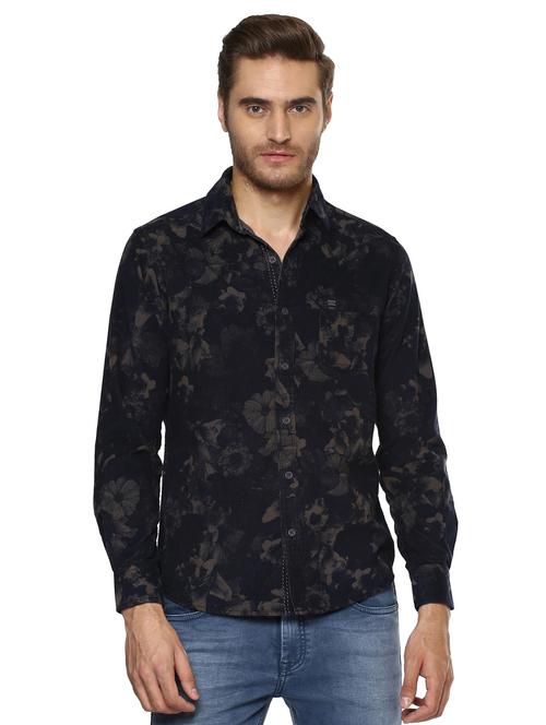 navy blue printed casual shirt - 15772726 - Very Small Image - 1