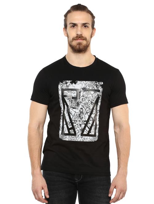 black chest print t-shirt - 15772798 - Very Small Image - 1