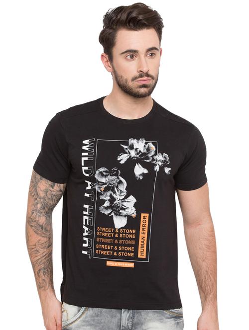 black front print t-shirt - 15772814 - Very Small Image - 1