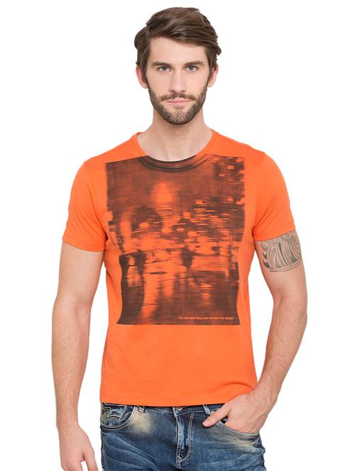 orange chest print t-shirt - 15772816 - Very Small Image - 1