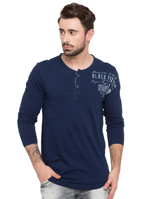 blue typographic chest print t-shirt - 15772871 - Very Small Image - 1