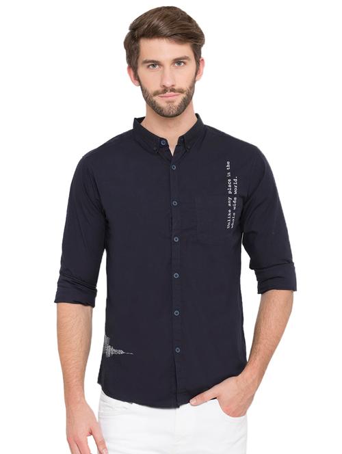 blue printed casual shirt - 15773041 - Very Small Image - 1
