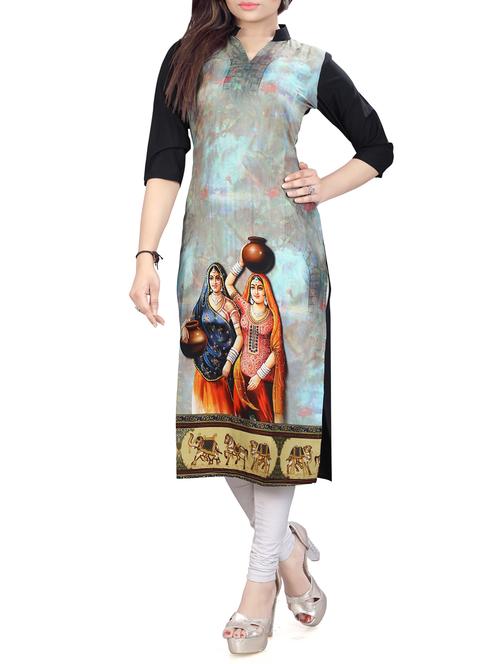 digital print straight kurta - 15773608 - Very Small Image - 1