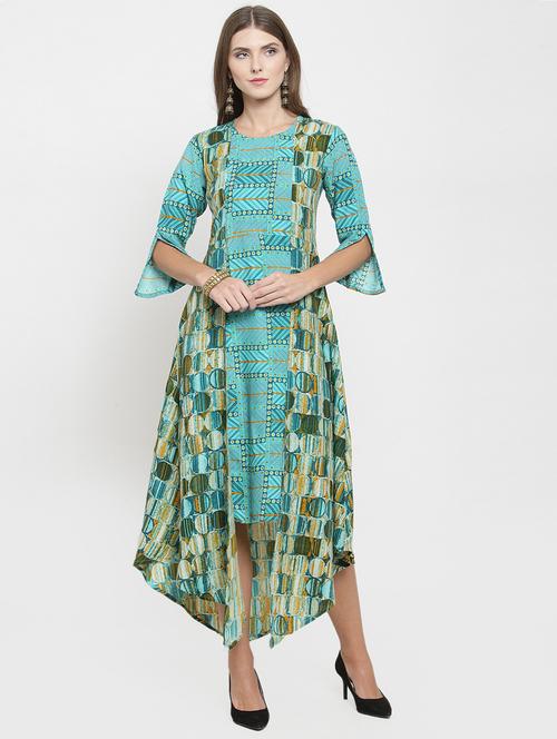 slit sleeved asymmetric hem dress - 15773796 - Very Small Image - 1