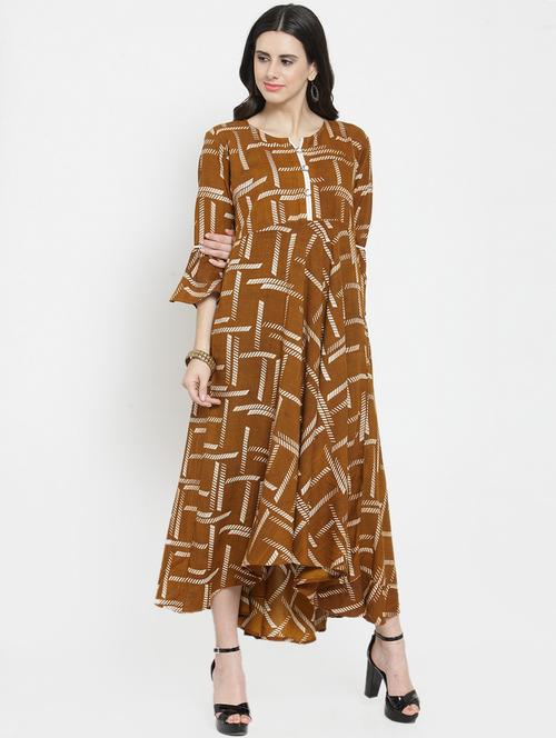flute sleeved flared asymmetric dress - 15773798 - Very Small Image - 1