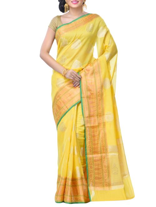 chanderi zari work banarasi saree with blouse - 15774722 - Very Small Image - 1