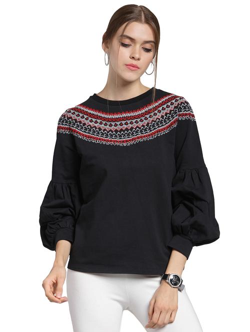 embroidered puff sleeved sweatshirt - 15774806 - Very Small Image - 1