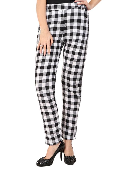 high waist checkered flat front trouser - 15775287 - Very Small Image - 1