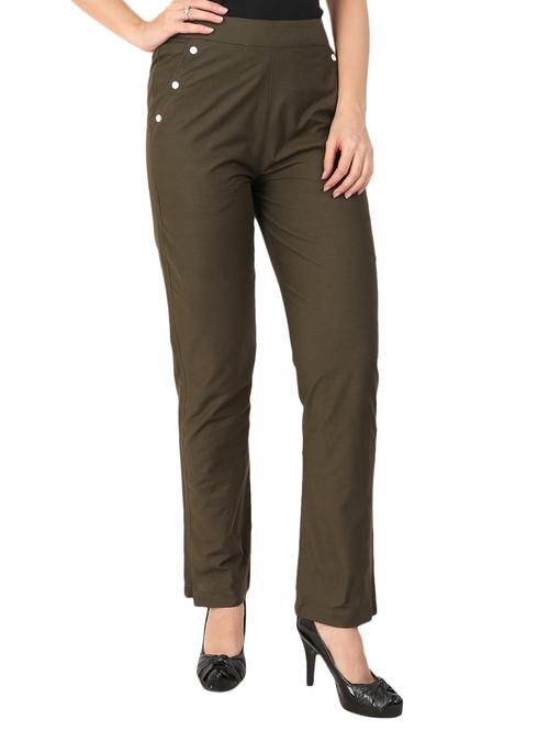faux button detail flat front trouser - 15775288 - Very Small Image - 1