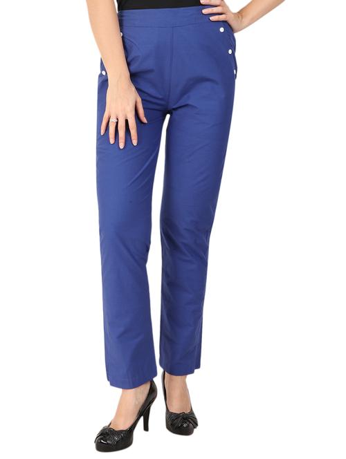 faux button detail flat front trouser - 15775297 - Very Small Image - 1